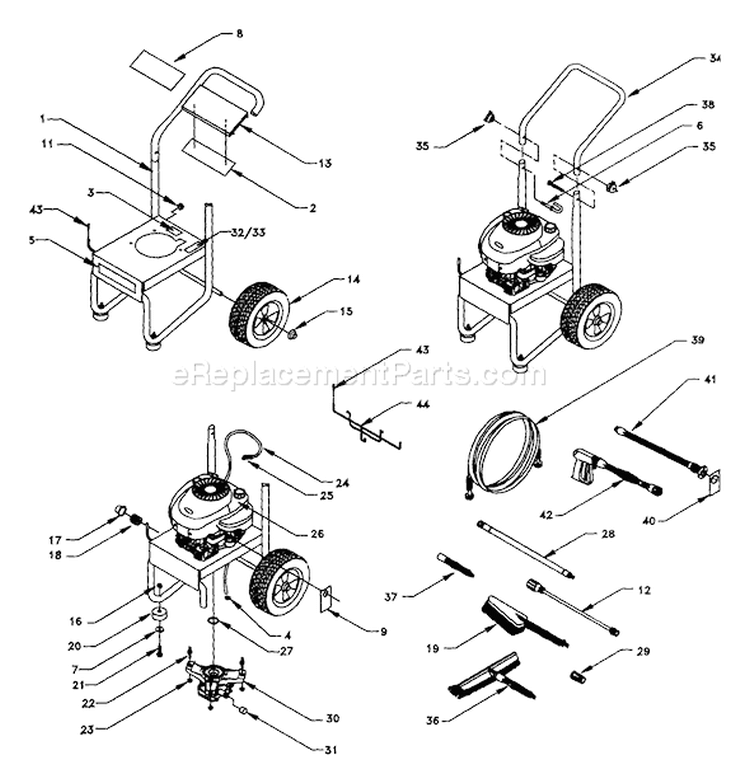 Page A Diagram and Parts List for 1139-0  Briggs and Stratton Pressure Washer